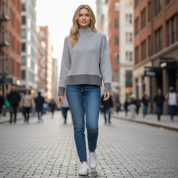 Rachel Zoe Sweaters - Rachel Zoe Striped Mock Neck Sweater #002